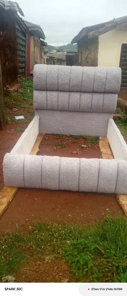 Grey Vertical Channel 4½×6 UPHOLSTERED BED FRAME Strong, beautiful and neatly finished ✨